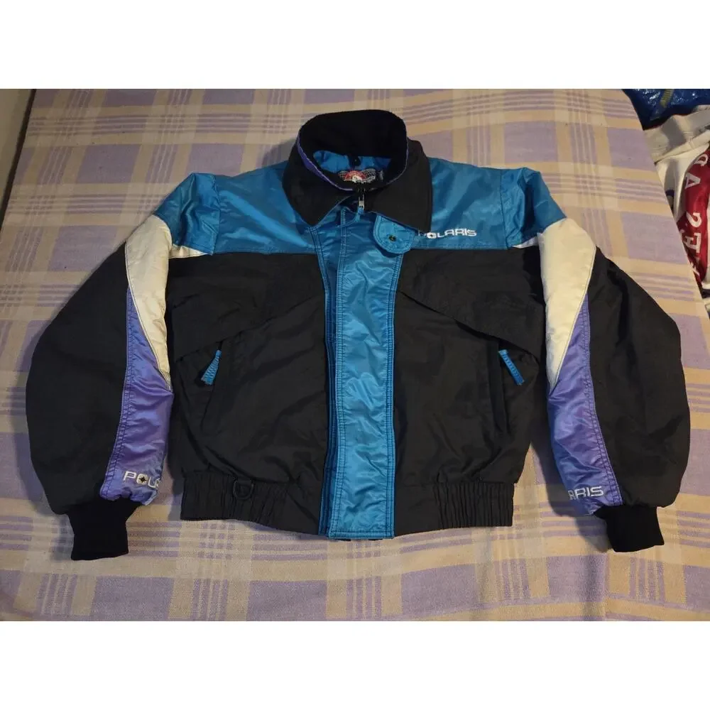Vtg Polaris Jacket Mens Large Multicolor Ski Snowmobile Anorak Made USA 80s 90s